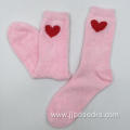 Pink heart feather yarn socks